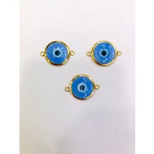 Livza Bijuteri Cam Nazar ,mavi Renk Yandan Kuplu Takı Yapım Malzemesi ;murano Cam