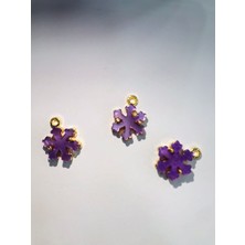 Livza Bijuteri Cam Kar Tanesi , Mor  Renk Yandan Kuplu Takı Yapım Malzemesi