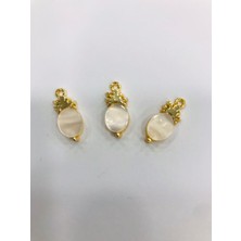 Livza Bijuteri Cam Ananas  Model  , Beyaz  Renk Yandan Kuplu Takı Yapım Malzemesi