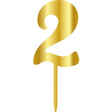 Dipak Gold Renk 2 Rakam Pasta Üstü Parlak Pleksi