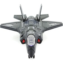 MEGA Çek Bırak Metal F-35 Benzeri Koyu Gri Savaş Uçağı Sesli Işıklı