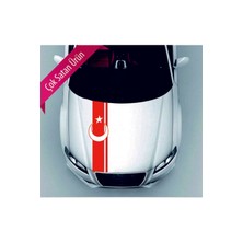 Armut Reklam Ay Yıldız Kaput Şerit Oto Sticker Kırmızı 117X20