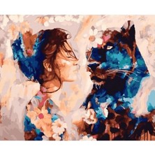 Anl Company Canvas Kadın ve Panter Sevgisi Sayılarla Boyama Seti Duvar Sticker Rulo 70 x 90 cm