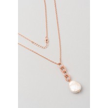 So CHIC 18 Ayar Rose Altın Kaplama 45 Cm Gümüş Pearlshine İnci Kolye