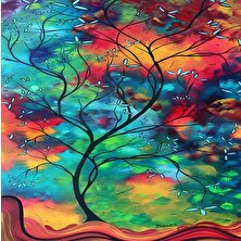 SP Store Canvas Renkli Ağaç Sayılarla Boyama Seti Kasnaklı 40 x 50 cm