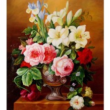 SP Store Canvas Çiçek Serisi 2 Sayılarla Boyama Seti Kasnaklı 60 x 75 cm