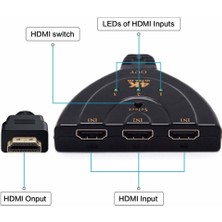 Prettyia HDMI 3 Splitter 4KX2K Switcher Splitter 3 1 Çıkış Bağlantı Noktaları Uzaktan Anahtarı (Yurt Dışından)