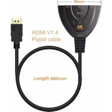 Prettyia HDMI 3 Splitter 4KX2K Switcher Splitter 3 1 Çıkış Bağlantı Noktaları Uzaktan Anahtarı (Yurt Dışından)