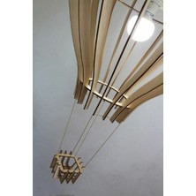 Hüma Çocuk Genç Odası Için Doğal Ahşap Mdf 3D Puzzle Lazer Kesim Uçan Balon Avize
