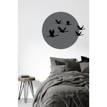 Lizpo Decor Günbatımı Kuşlar5 Duvar Sticker Dekoratif Duvar Çıkartma Sticker Koyu Gri Siyah Kombin Siyah