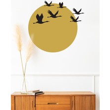Lizpo Decor Günbatımı Kuşlar5 Duvar Sticker Dekoratif Duvar Çıkartma Sticker Gold Siyah Kombin Siyah