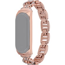 Puluzpuluz Xiaomi Mi Band 4 / 3 Için 8 - Şekilli Elmas Alaşım Kordonlu Saat Rose Gold (Yurt Dışından)