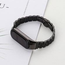 Puluzpuluz Xiaomi Mi Band 6 / 5 Için Paslanmaz Çelik Kordonlu Saat Siyah (Yurt Dışından)