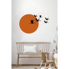 Lizpo Decor Günbatımı Kuşlar5 Duvar Sticker Dekoratif Duvar Çıkartma Sticker Taba Siyah Kombin Siyah