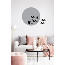 Lizpo Decor Günbatımı Kuşlar5 Duvar Sticker Dekoratif Duvar Çıkartma Sticker Gri Siyah Kombin Siyah