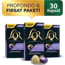 L'OR Lungo Profondo Intensity 8 Nespresso Uyumlu Alüminyum Kapsül Kahve Fırsat Paketi 10 Adet x 3 Paket