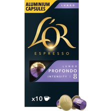 L'OR Lungo Profondo Intensity 8 Nespresso Uyumlu Alüminyum Kapsül Kahve Fırsat Paketi 10 Adet x 3 Paket