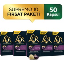 L'OR Supremo Intensity 10 Nespresso Uyumlu Kapsül Kahve Fırsat Paketi 10 Adet x 5 Paket