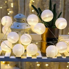 Mobgift Şerit LED Işıklı Koton Top 2 Metre 10’lu (Beyaz)