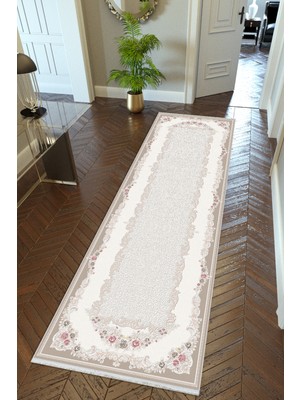 10 Post Online Yolluk Ekru Vizon Krem Kaymaz Kesme Yıkanabilir Ince Dijital Baskı Koridor Halısı