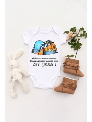 Tuğba Baby Unisex Bebek Bütün Gece Annem Uyutmadı Baskılı Body Zıbın
