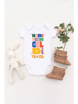 Tuğba Baby Unisex Bebek Hediyen Geldi Teyze Baskılı Body Zıbın
