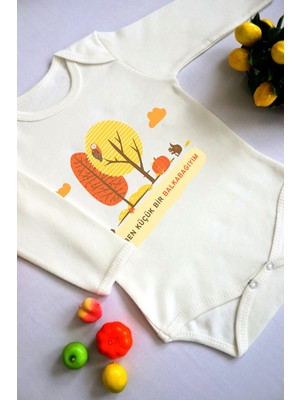 Tuğba Baby Unisex Bebek Ben Küçük Bir Balkabağıyım Baskılı Body Zıbın