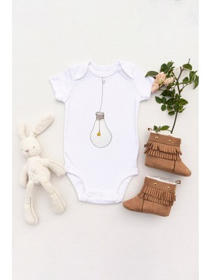 Tılsım Store Unisex Bebek Kalpli Ampul Baskılı Body Zıbın