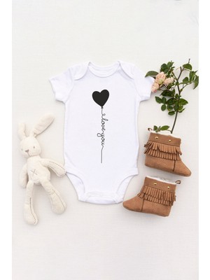 Tılsım Store Unisex Bebek Love You Baskılı Body Zıbın
