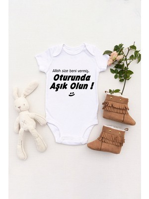 Tılsım Store Unisex Bebek Allah Size Beni Vermiş Baskılı Body Zıbın