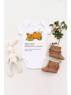 Tılsım Store Unisex Bebek Bitmeyen Cumartesi, Germeyen Pazar Baskılı Body Zıbın