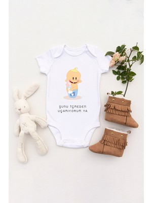 Tılsım Store Unisex Bebek Şunu Içmeden Uçamıyorum Ya Baskılı Body Zıbın