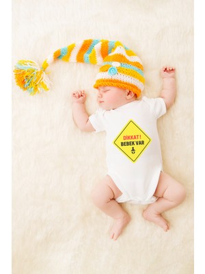 Tılsım Store Unisex Bebek Dikkat Bebek Var Baskılı Body Zıbın