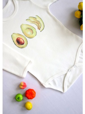 Tılsım Store Unisex Bebek Avokado Baskılı Body Zıbın