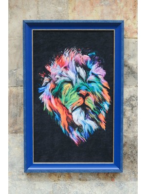 Maggie Art Lion In Colour Metaframe Tablo