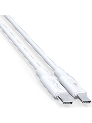 Syrox PD25TK Type-C To Type-C Pd 25W Hızlı Data/şarj Kablosu 1mt Beyaz (Her İki Ucu da Type-C Dir)