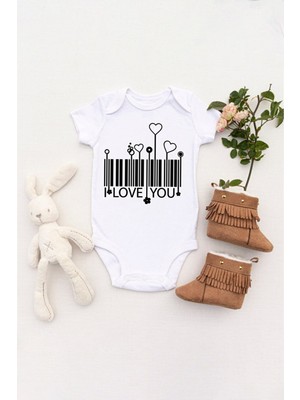 Tuğba Baby Unisex Bebek Barkod Love You Baskılı Body Zıbın