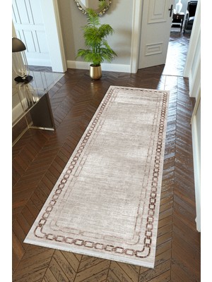 10 Post Online Yolluk Gri Kahverengi Kaymaz Kesme Yıkanabilir Ince Dijital Baskı Koridor Halısı