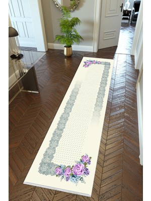 10 Post Online Yolluk Ekru Gri Krem Kaymaz Kesme Yıkanabilir Ince Dijital Baskı Koridor Halısı