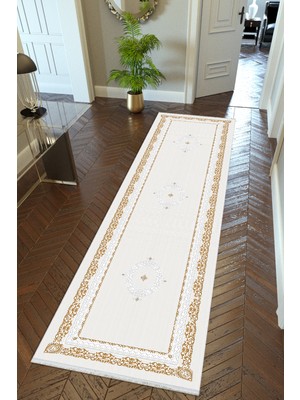 10 Post Online Yolluk Gri Vizon Kaymaz Kesme Yıkanabilir Ince Dijital Baskı Koridor Halısı