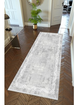 10 Post Online Yolluk Gri Kaymaz Kesme Yıkanabilir Ince Dijital Baskı Koridor Halısı