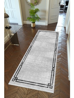 10 Post Online Yolluk Gri Kaymaz Kesme Yıkanabilir Ince Dijital Baskı Koridor Halısı