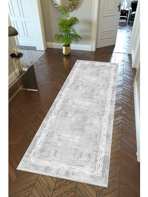 10 Post Online Yolluk Gri Kaymaz Kesme Yıkanabilir Ince Dijital Baskı Koridor Halısı