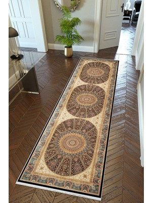 10 Post Online Yolluk Otantik Kahverengi Kaymaz Kesme Yıkanabilir Ince Dijital Baskı Koridor Halısı