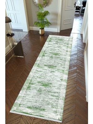 10 Post Online Yolluk Yeşil Gri Kaymaz Kesme Yıkanabilir Ince Dijital Baskı Koridor Halısı