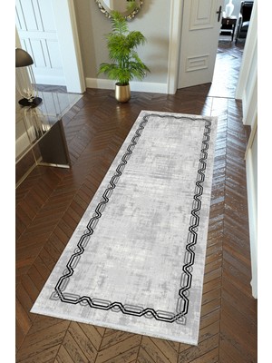 10 Post Online Yolluk Gri Kaymaz Kesme Yıkanabilir Ince Dijital Baskı Koridor Halısı