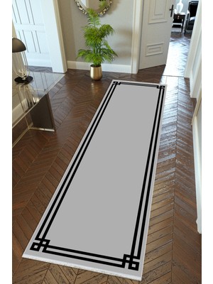 10 Post Online Yolluk Gri Siyah Kaymaz Kesme Yıkanabilir Ince Dijital Baskı Koridor Halısı