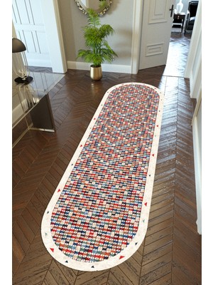 10 Post Online Yolluk Bordo Kaymaz Kesme Yıkanabilir Ince Dijital Baskı Koridor Halısı