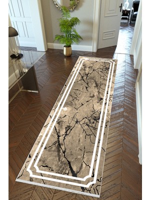 10 Post Online Yolluk Çerçeve Mermer Metalik Kahverengi Siyah Beyaz Kaymaz Kesme Yıkanabilir Ince Koridor Halısı