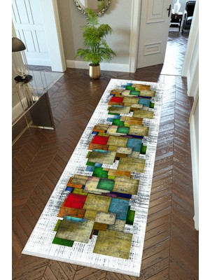 10 Post Online Yolluk Beyaz Kaymaz Kesme Yıkanabilir Ince Dijital Baskı Koridor Halısı